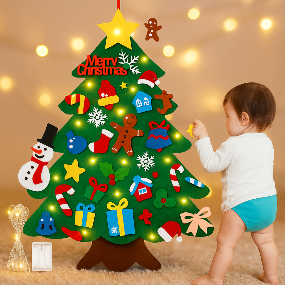 Christmas Tree Kids Activity Felt Set Lights Ornaments