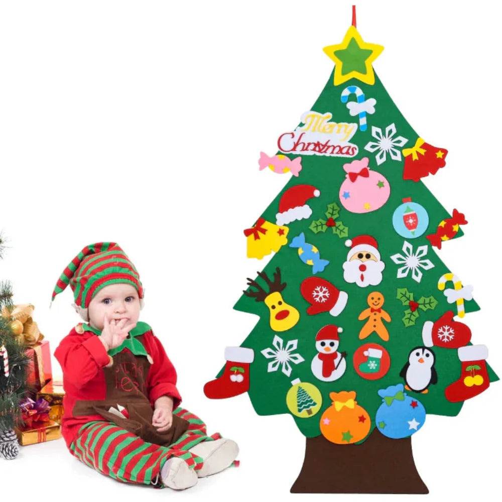 Christmas Tree Kids Felt Activity Set Ornaments Lights Wall Hanging