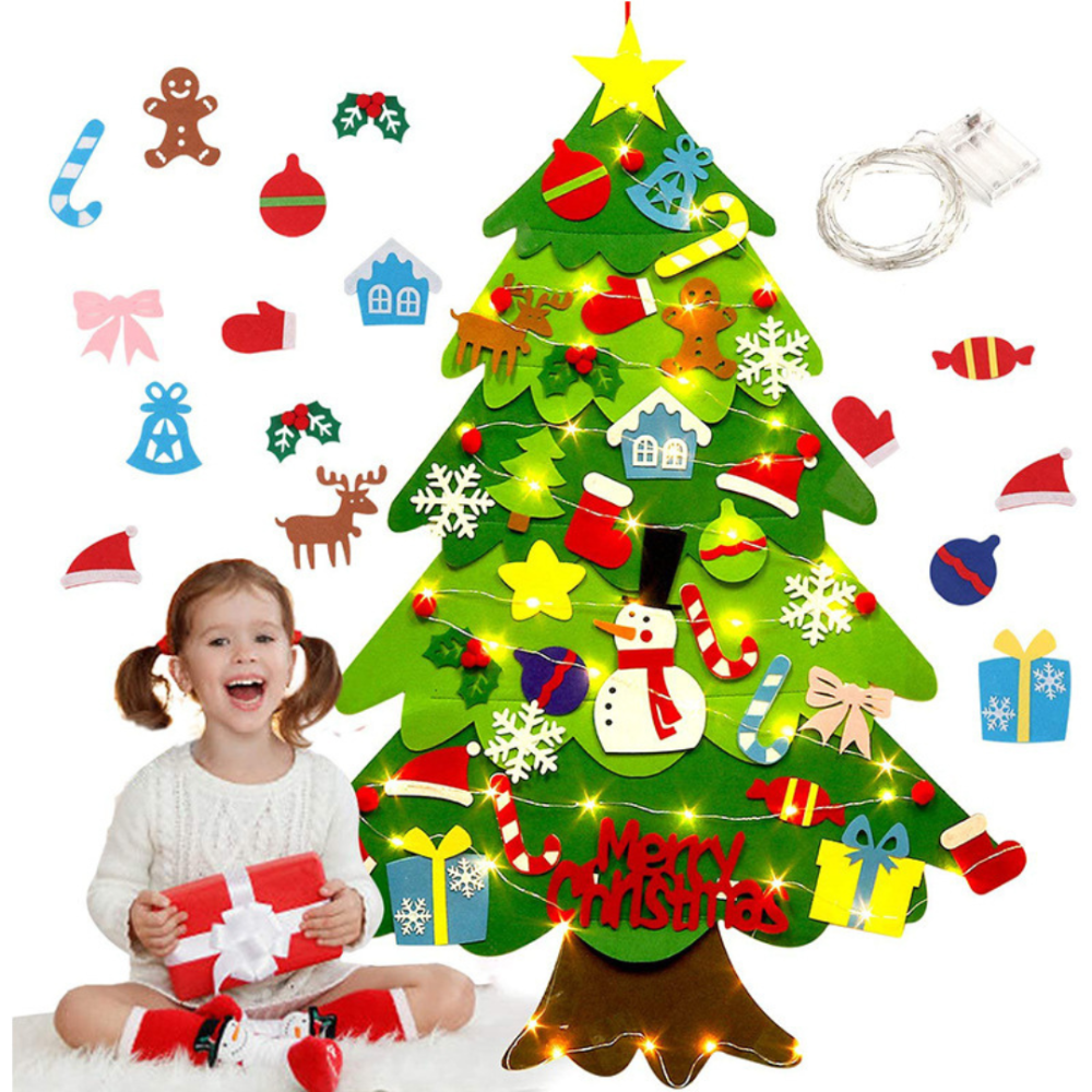 Christmas Tree Kids Felt Activity Set Ornaments Lights Wall Hanging