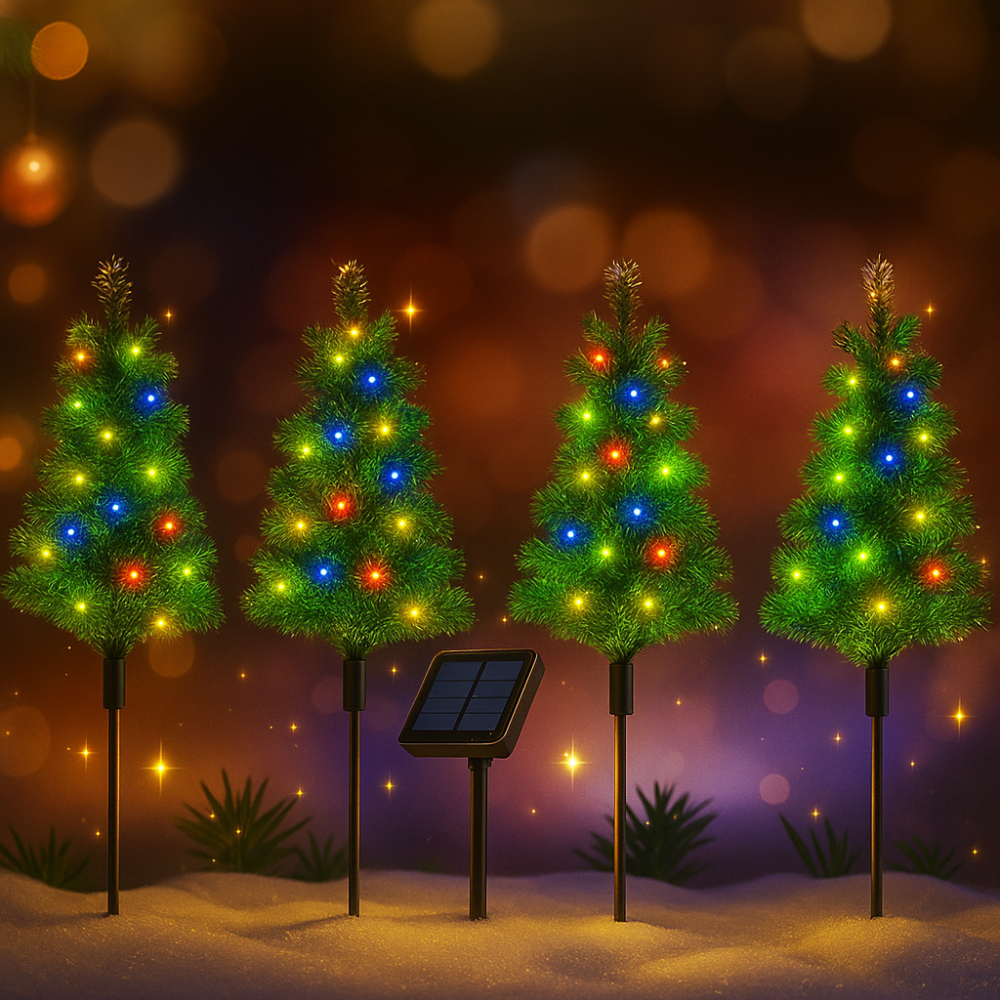 Christmas Tree Lights Solar Outdoor Garden Pathway Set