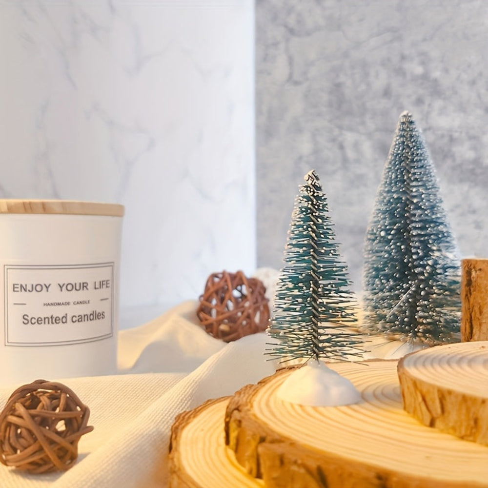 Christmas Tree Set Mini Pine Snow Tabletop Display