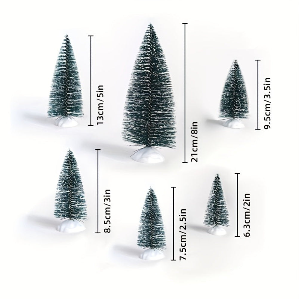 Christmas Tree Set Mini Pine Snow Tabletop Display