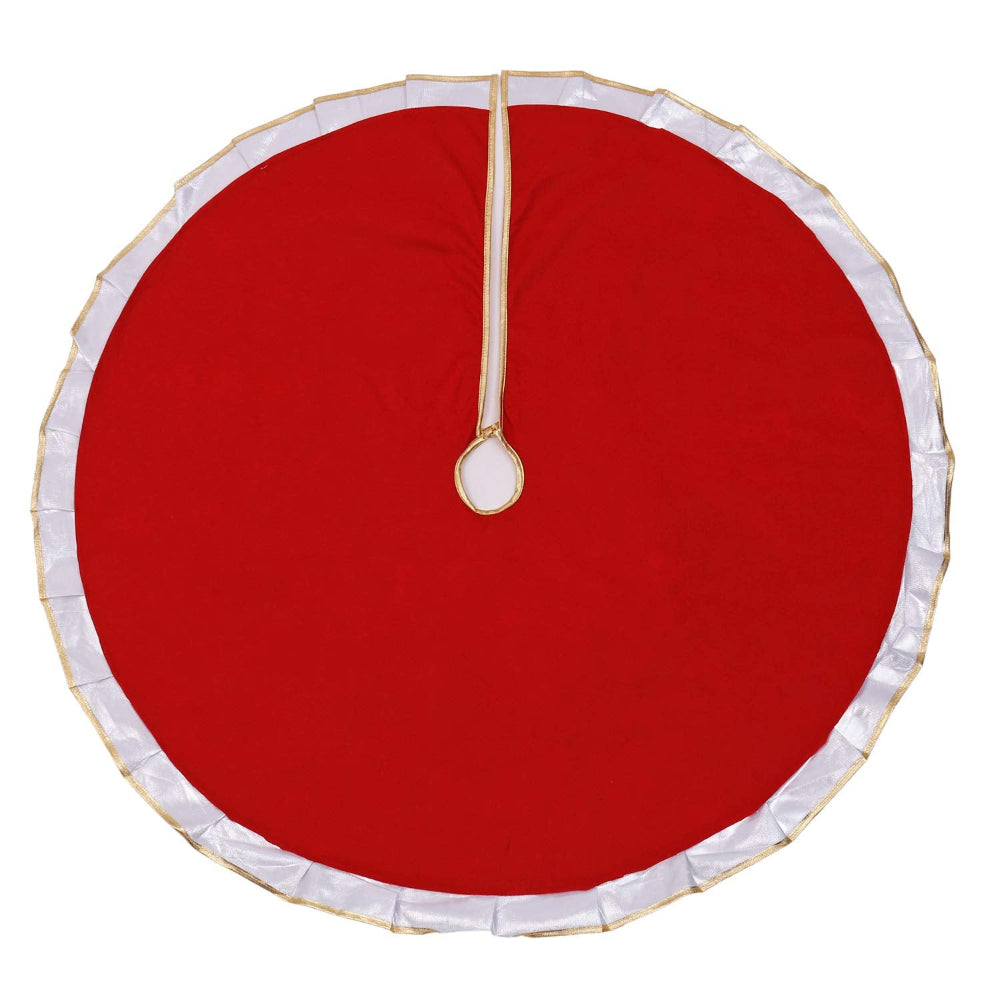 Christmas Tree Skirt Plush Faux Fur Round Base Cover Holiday Mat