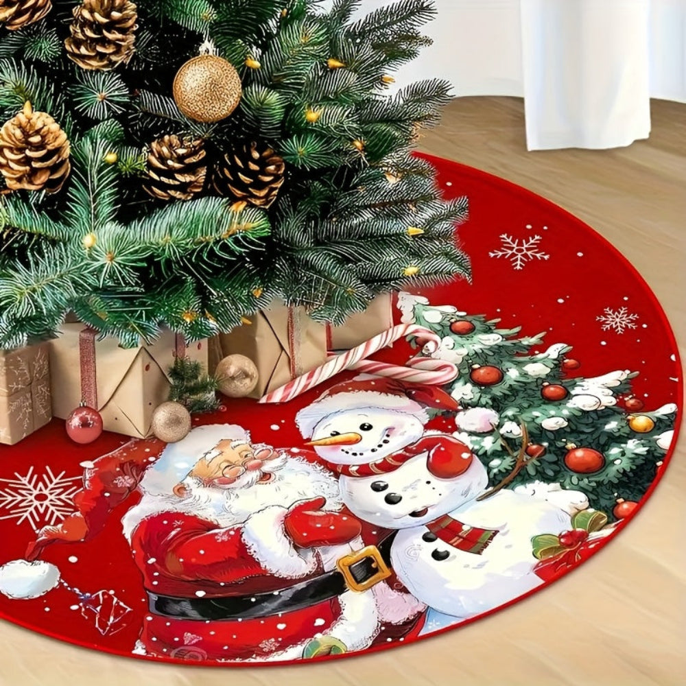 Christmas Tree Skirt Santa Snowman Holiday Decoration Mat
