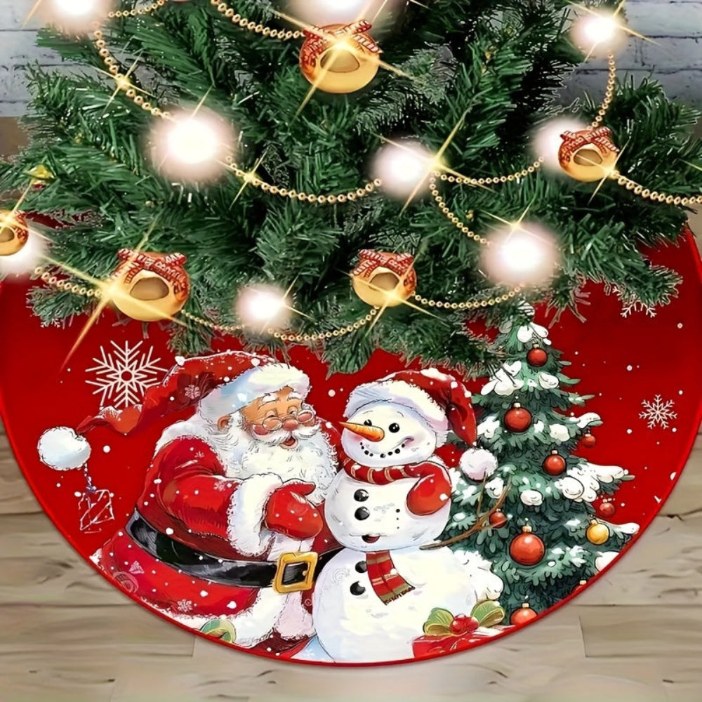 Christmas Tree Skirt Santa Snowman Holiday Decoration Mat