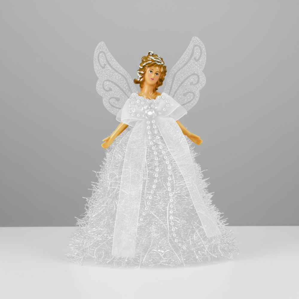 Christmas Tree Topper Angel Figurine Elegant White Fairy Decoration