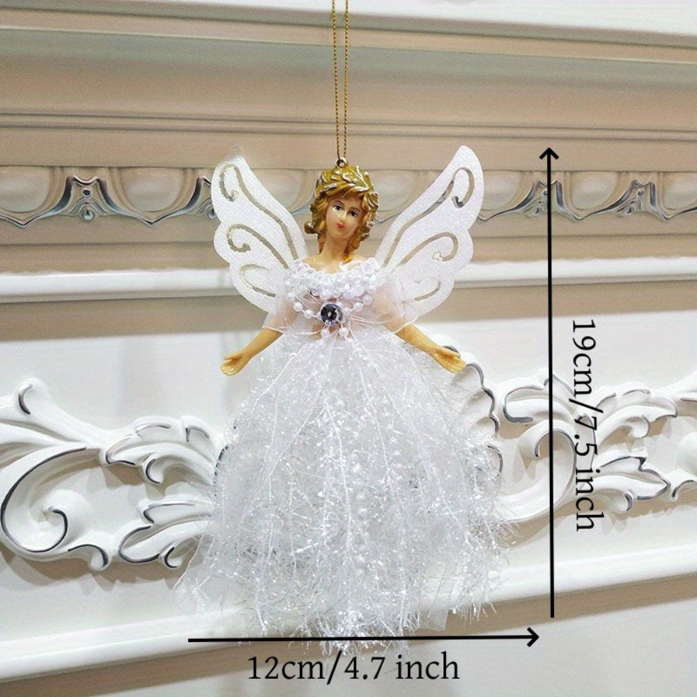 Christmas Tree Topper Angel Figurine Elegant White Fairy Decoration