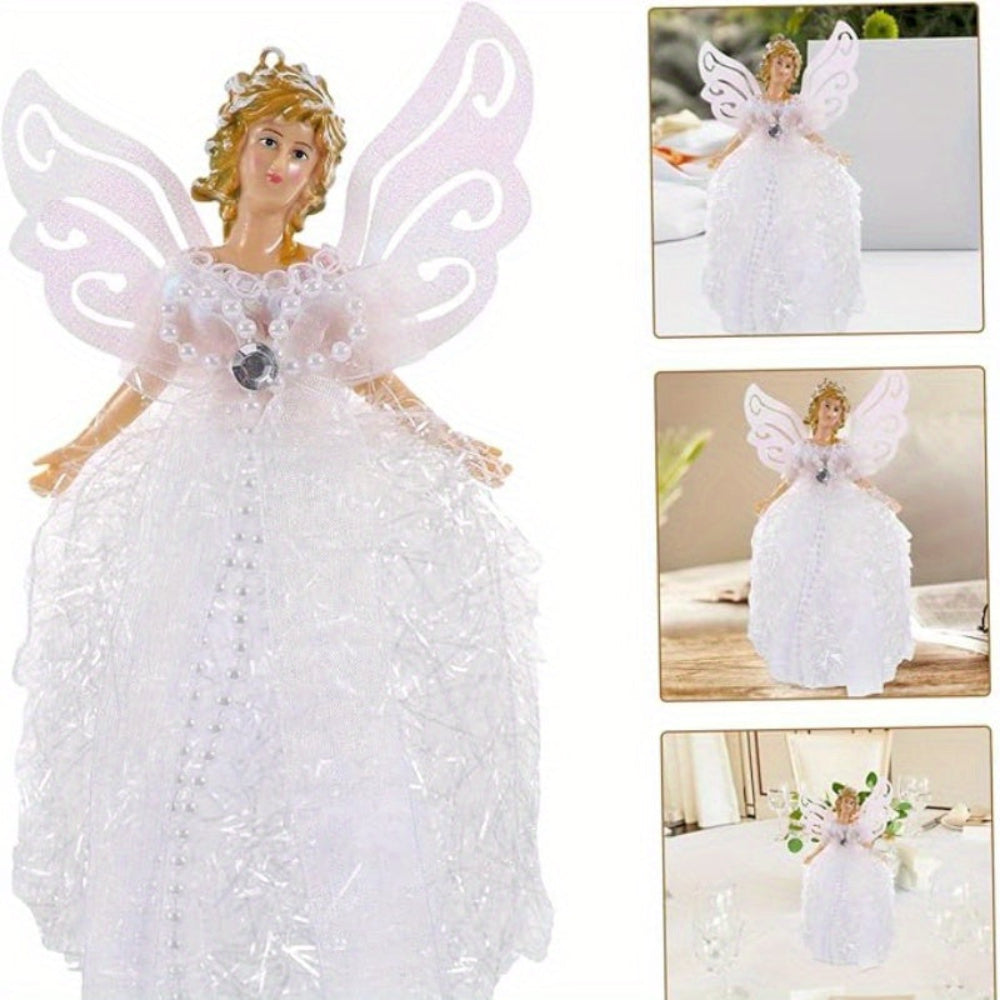 Christmas Tree Topper Angel Figurine Elegant White Fairy Decoration