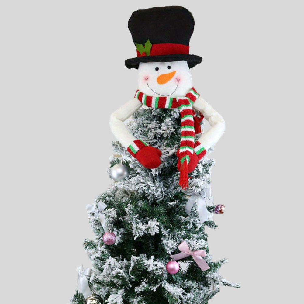 Christmas Tree Topper Plush Santa Snowman Reindeer Decor