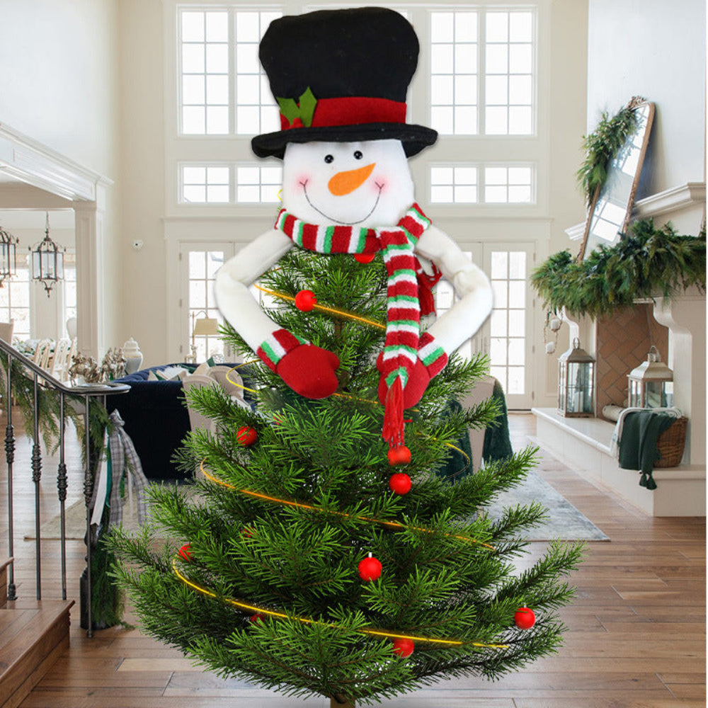 Christmas Tree Topper Plush Santa Snowman Reindeer Decor