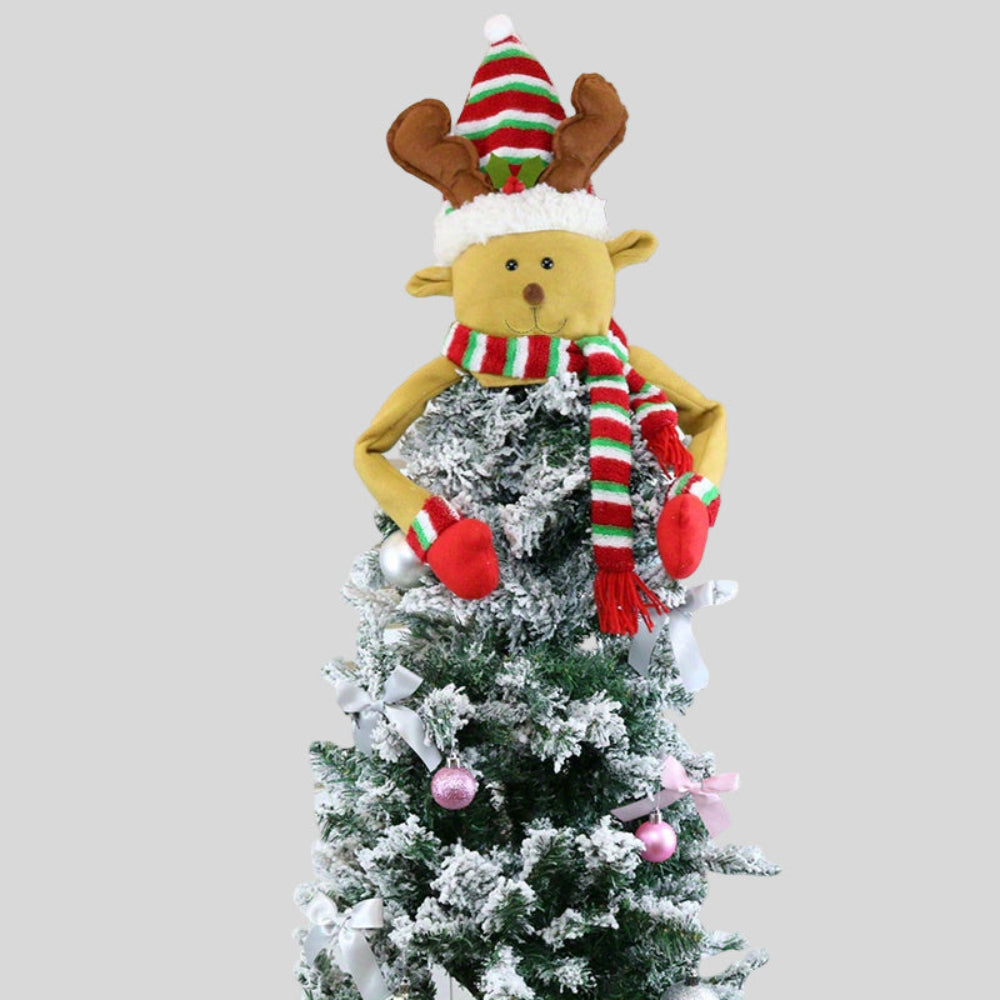 Christmas Tree Topper Plush Santa Snowman Reindeer Decor