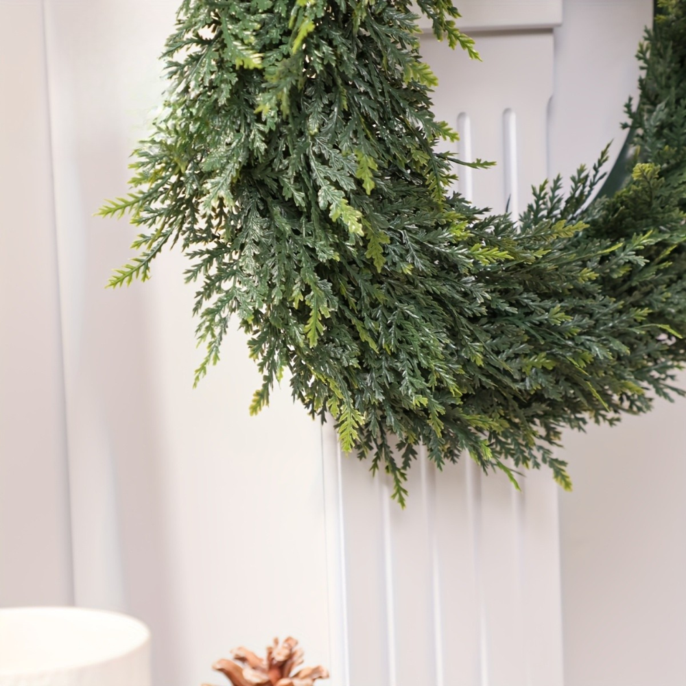 Christmas Wreath Artificial Cedar Front Door Green Foliage Decor