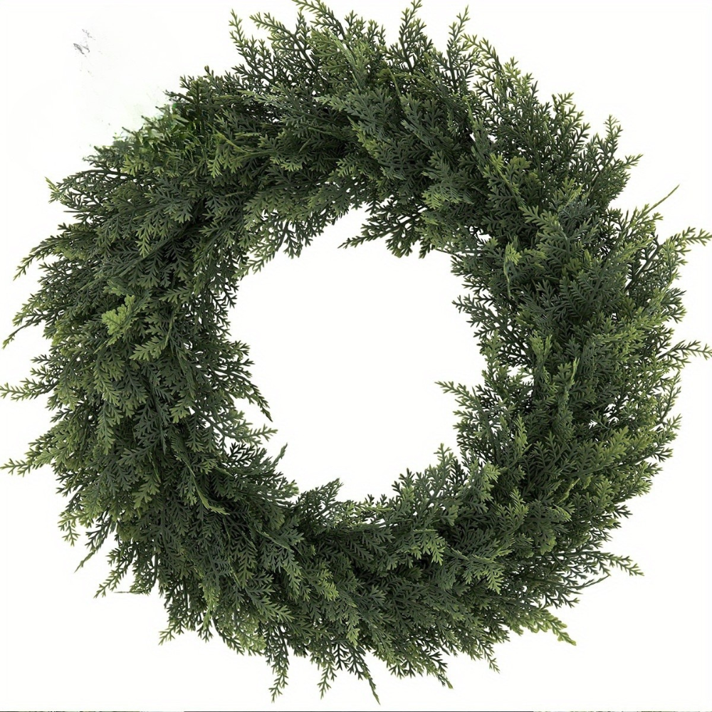Christmas Wreath Artificial Cedar Front Door Green Foliage Decor