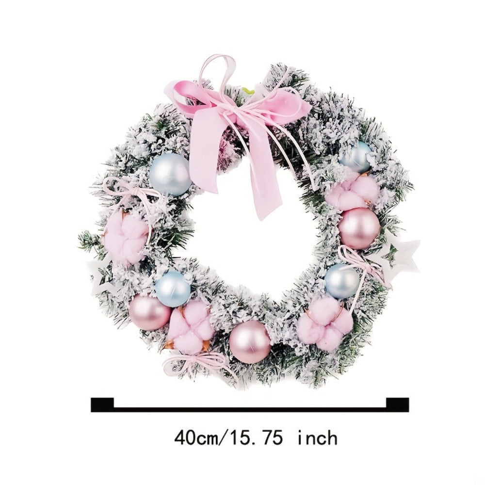 Christmas Wreath Pastel Pink Blue Front Door Hanging Decoration