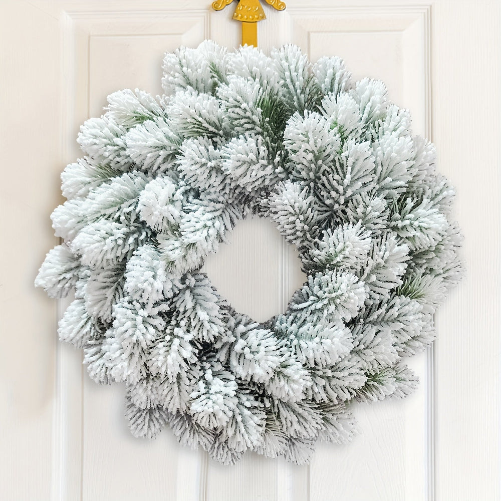 Christmas Wreath Snow Flocked Pine Door Wall Hanging Decoration
