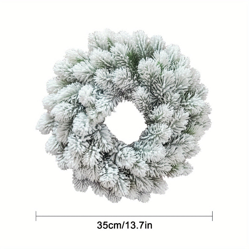 Christmas Wreath Snow Flocked Pine Door Wall Hanging Decoration