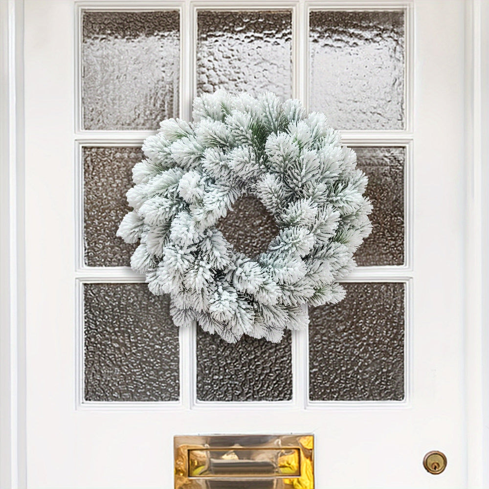 Christmas Wreath Snow Flocked Pine Door Wall Hanging Decoration