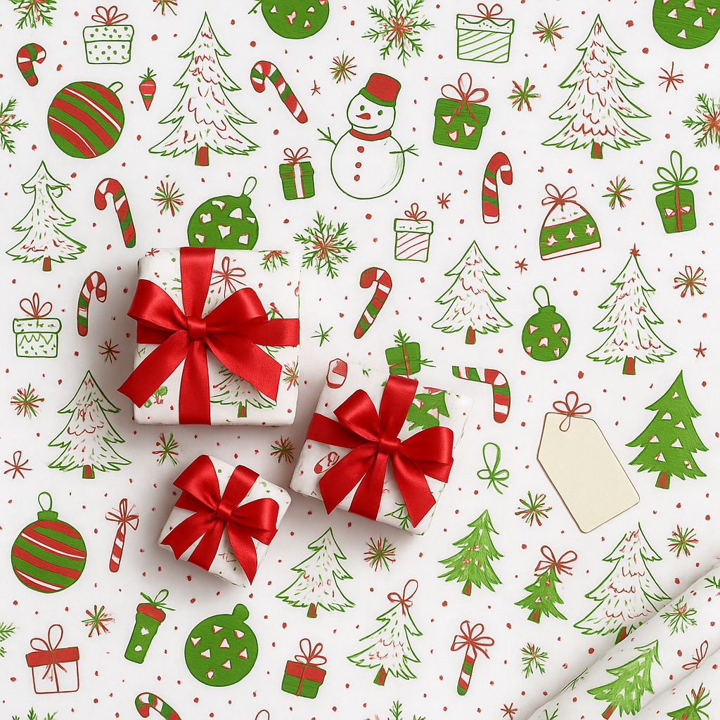 Gift Wrap Set Festive Paper & Ribbon