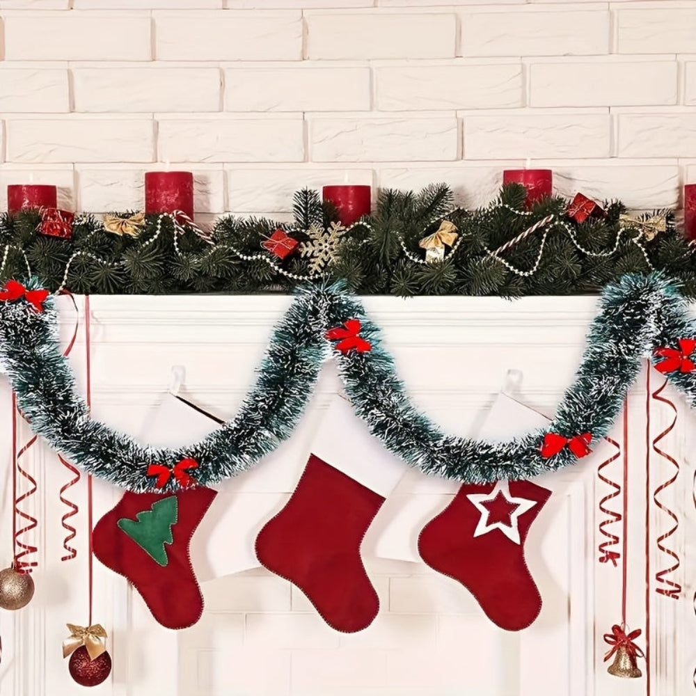 Garlands Black Tinsel Red Bows Christmas Decoration