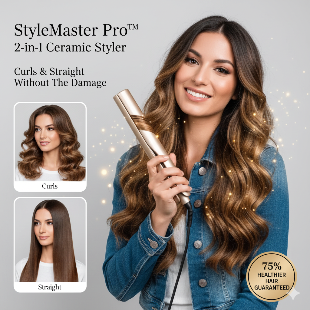 StyleMaster Pro™ - Salon-Quality Curls & Straight Hair in Minutes (+ FREE Mystery bonus)