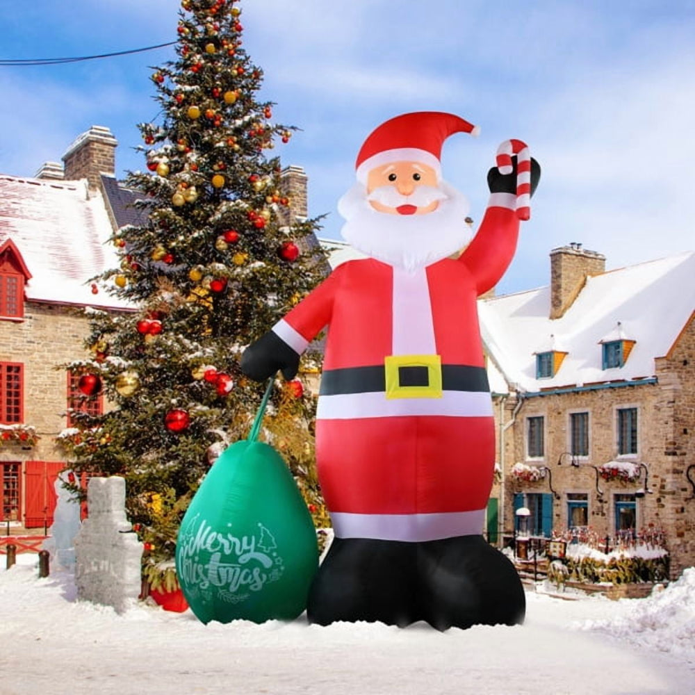 Giant Christmas Inflatables Outdoor Decorations Santa LED Lights