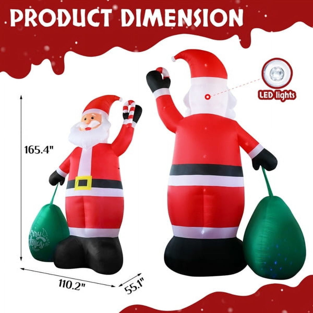 Giant Christmas Inflatables Outdoor Decorations Santa LED Lights