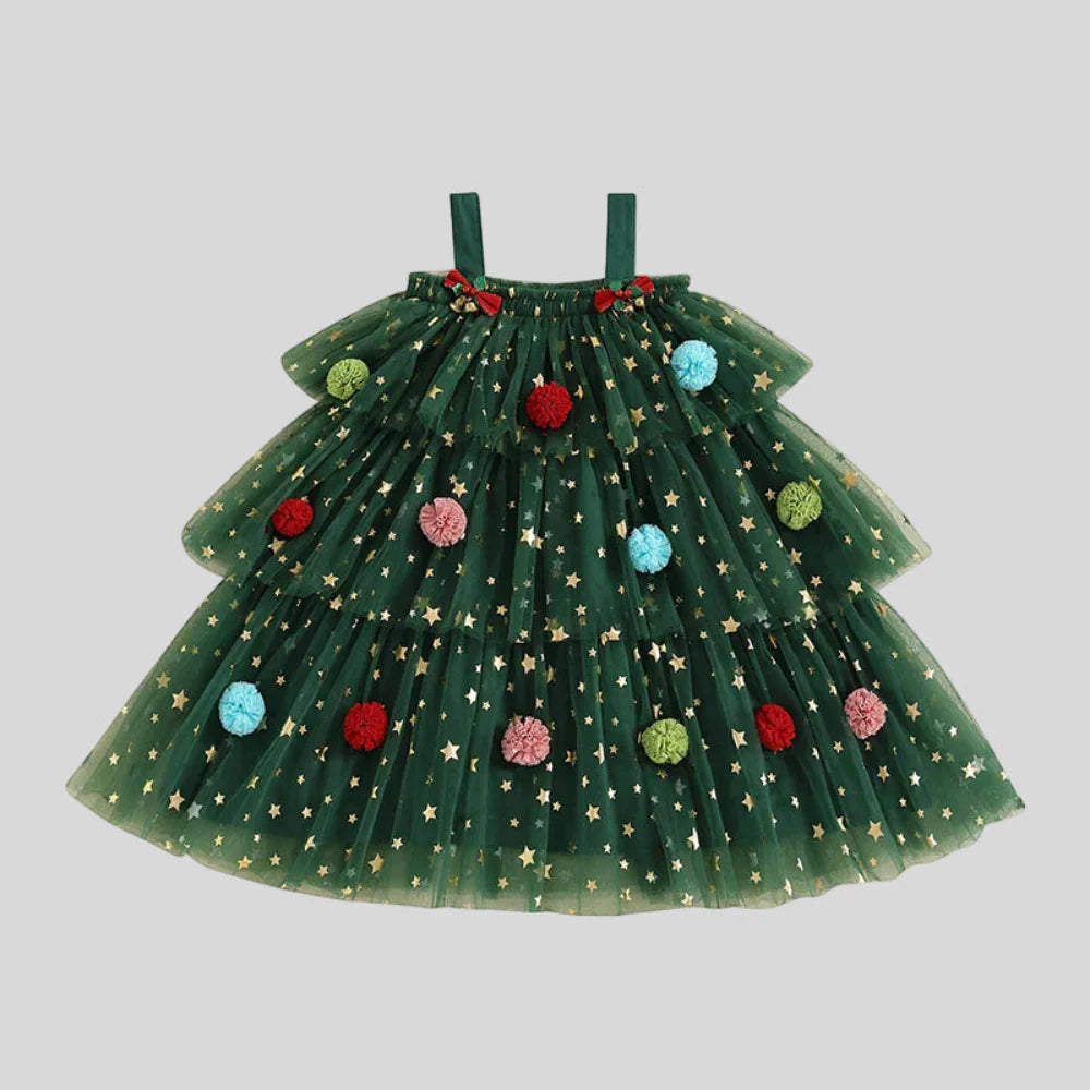 Girls Christmas Tulle Party Dress Festive Holiday Midi