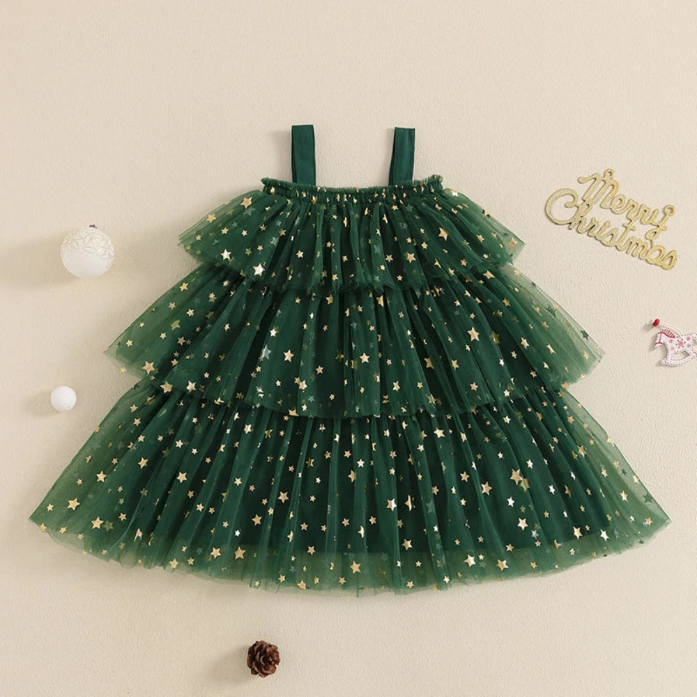 Girls Christmas Tulle Party Dress Festive Holiday Midi