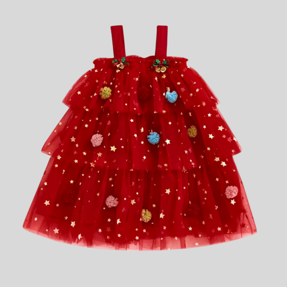 Girls Christmas Tulle Party Dress Festive Holiday Midi
