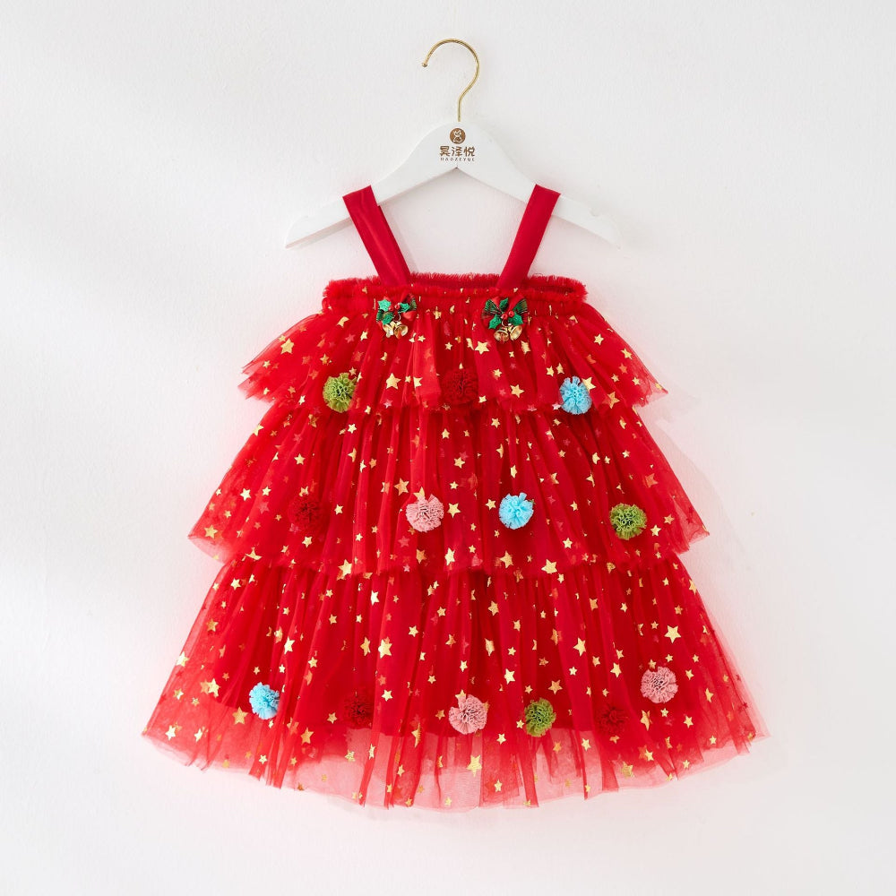 Girls Christmas Tulle Party Dress Festive Holiday Midi