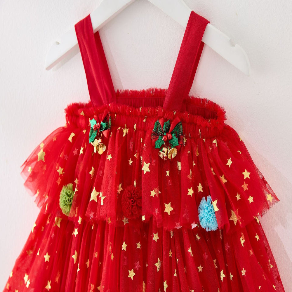 Girls Christmas Tulle Party Dress Festive Holiday Midi