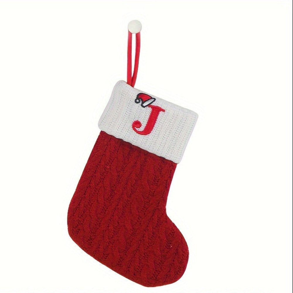 Christmas Stocking Knit Monogram Alphabet Decorative Holiday Sock