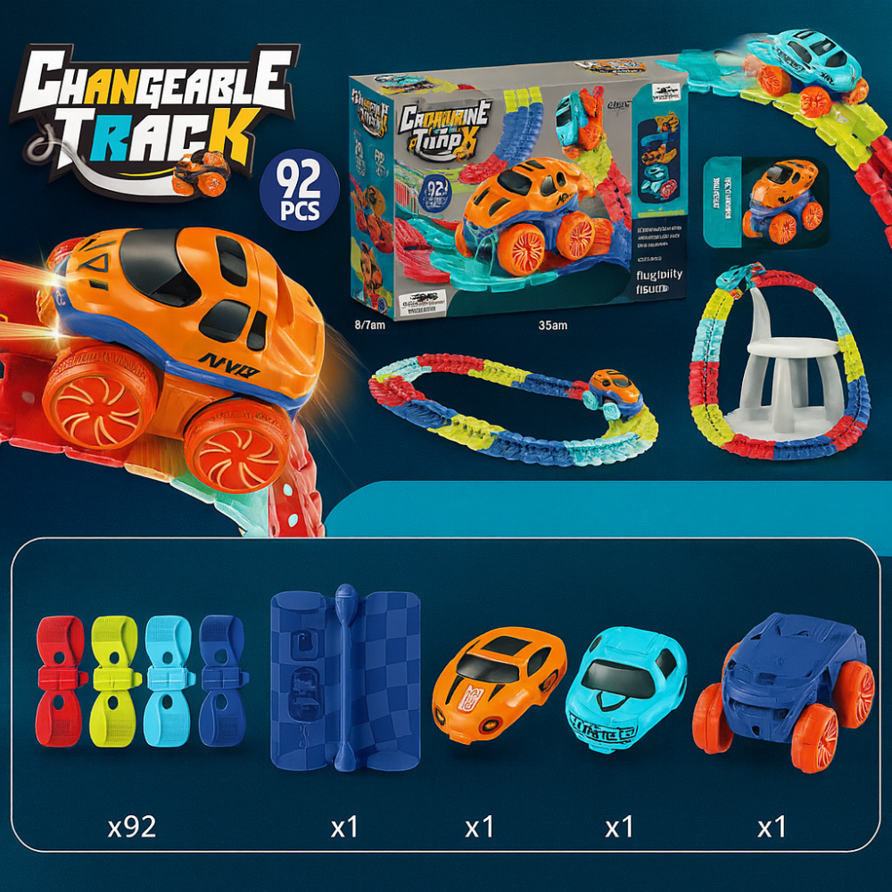 Kids Toys Race Track Car Set Flexible Loop Stunt Racing Game