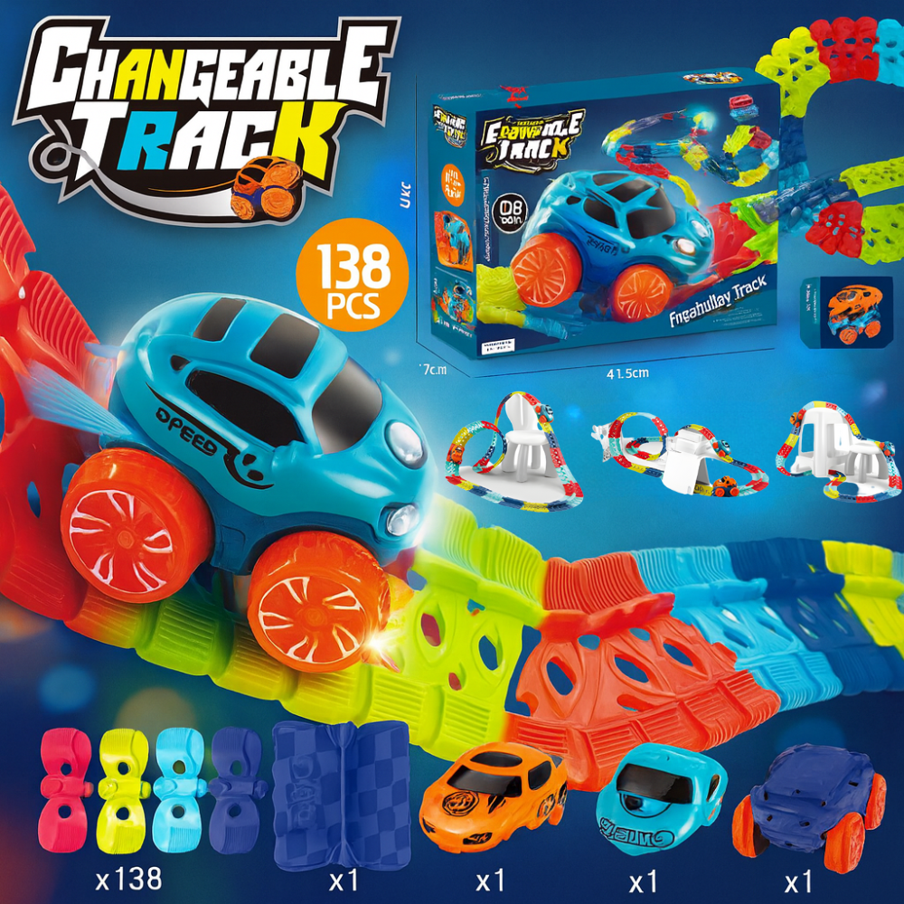 Kids Toys Race Track Car Set Flexible Loop Stunt Racing Game