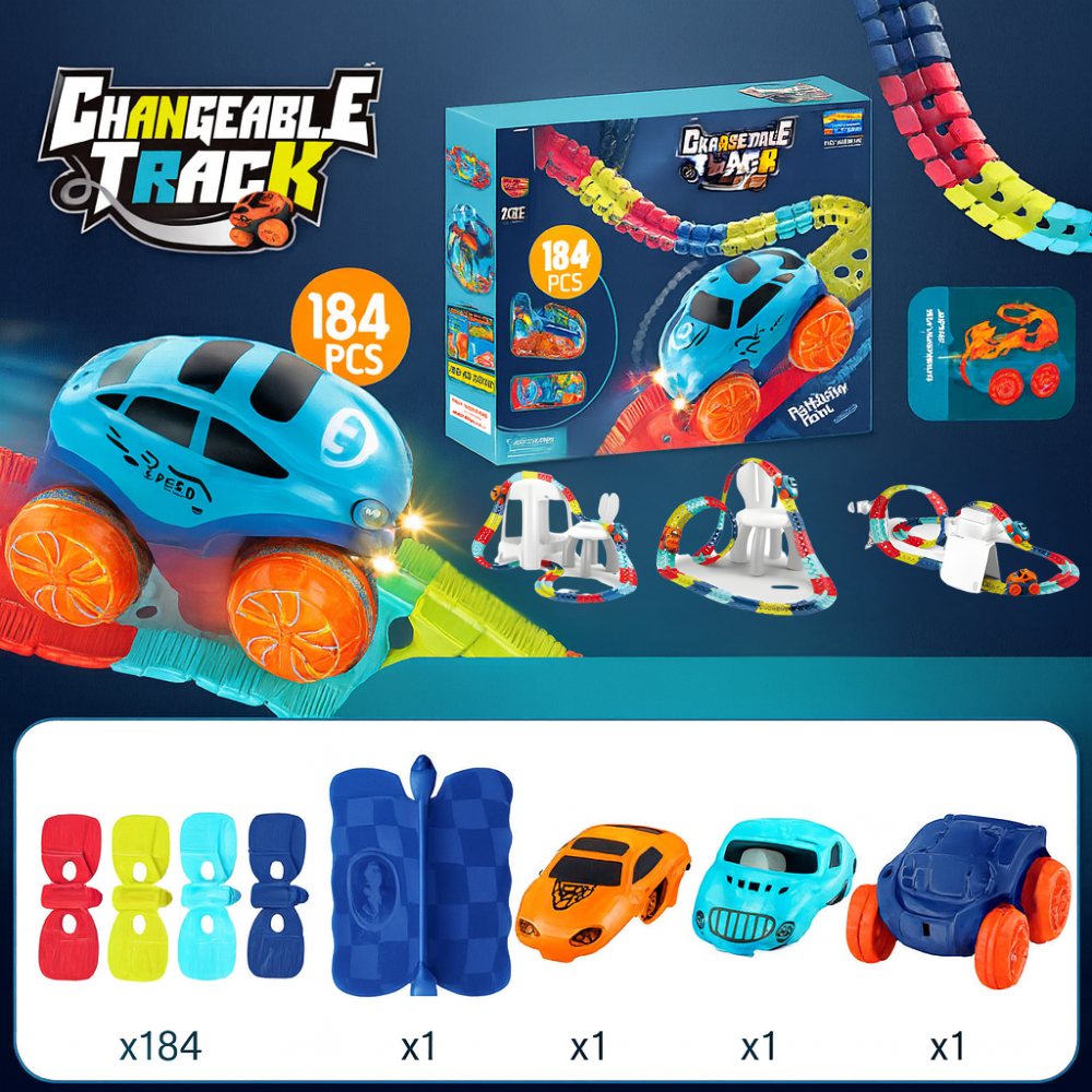 Kids Toys Race Track Car Set Flexible Loop Stunt Racing Game