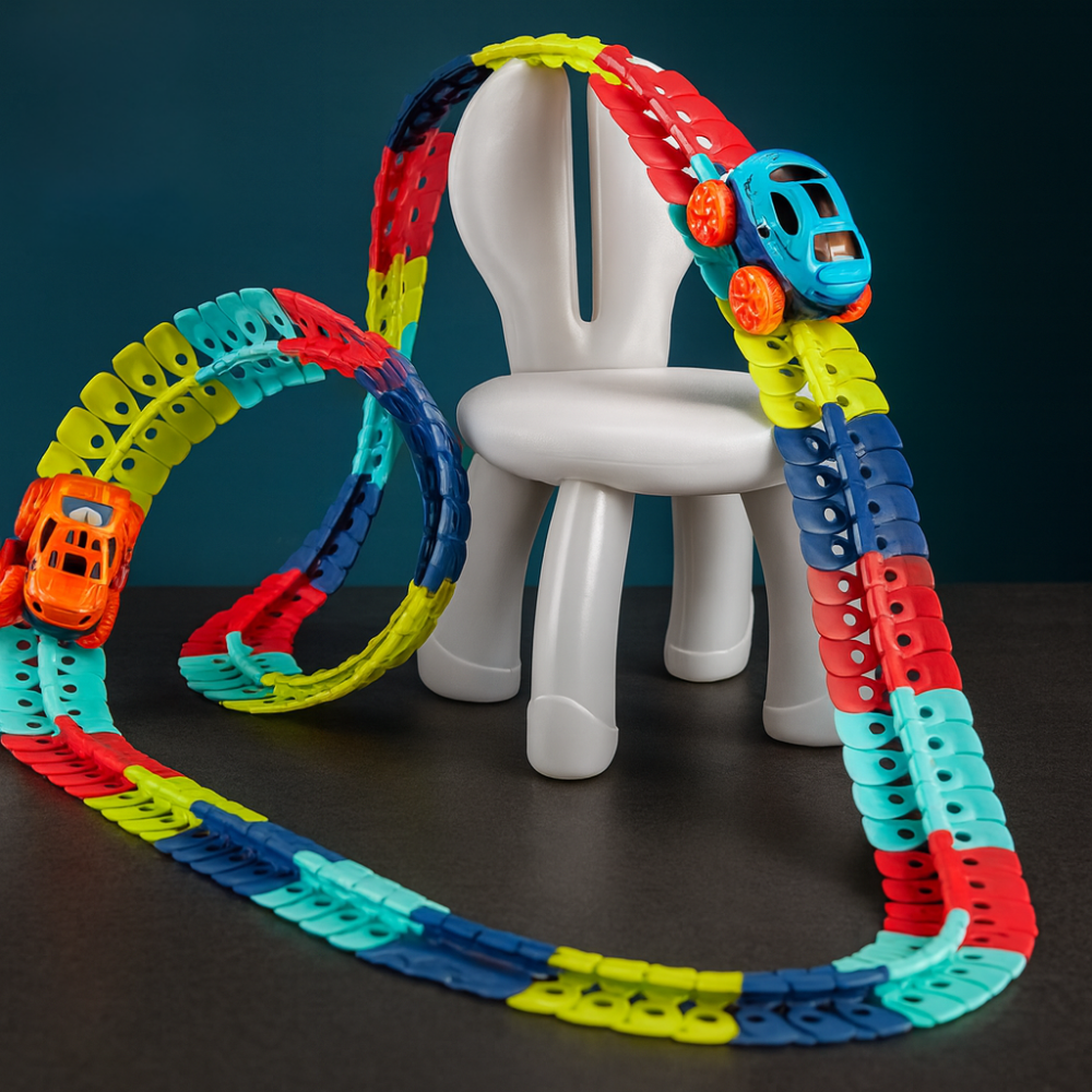 Kids Toys Race Track Car Set Flexible Loop Stunt Racing Game