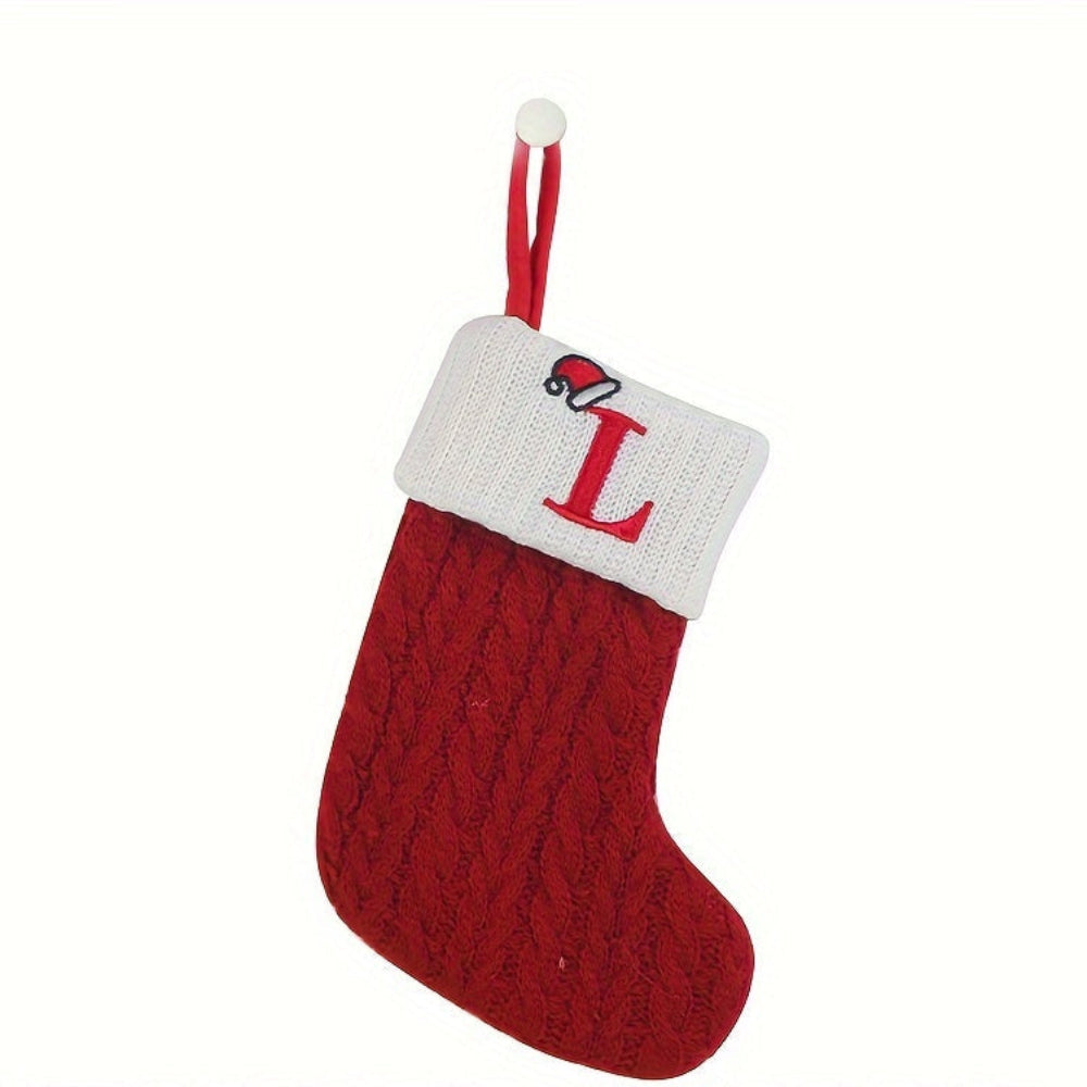 Christmas Stocking Knit Monogram Alphabet Decorative Holiday Sock