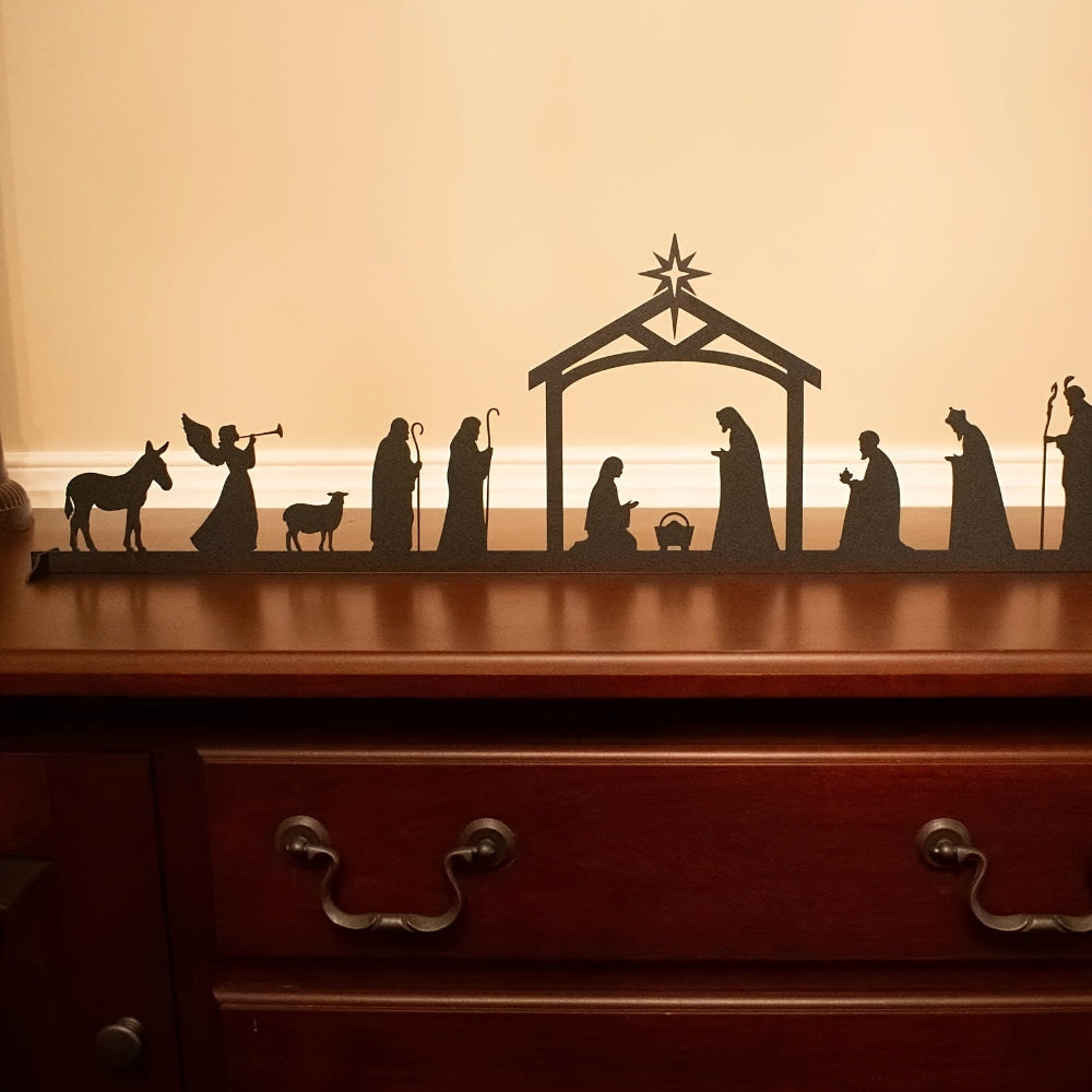 Nativity Scene Metal Wall Art Christmas Silhouette Decoration