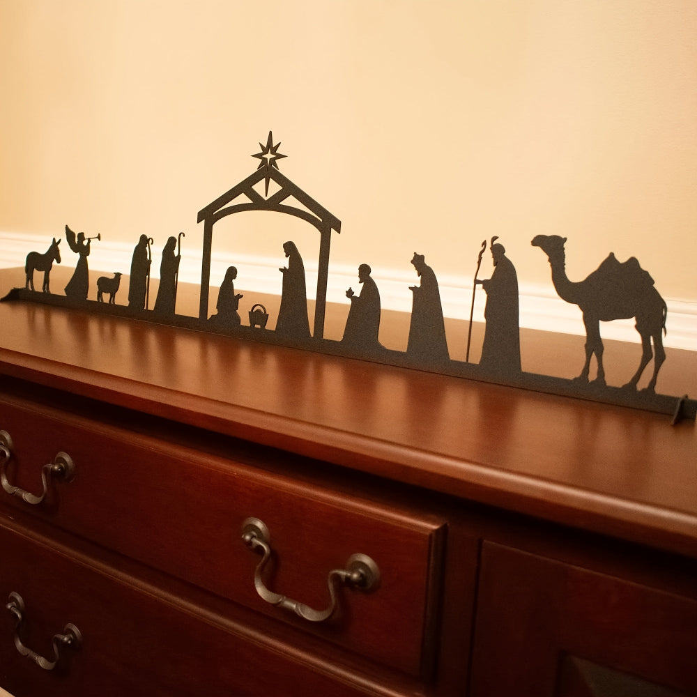 Nativity Scene Metal Wall Art Christmas Silhouette Decoration