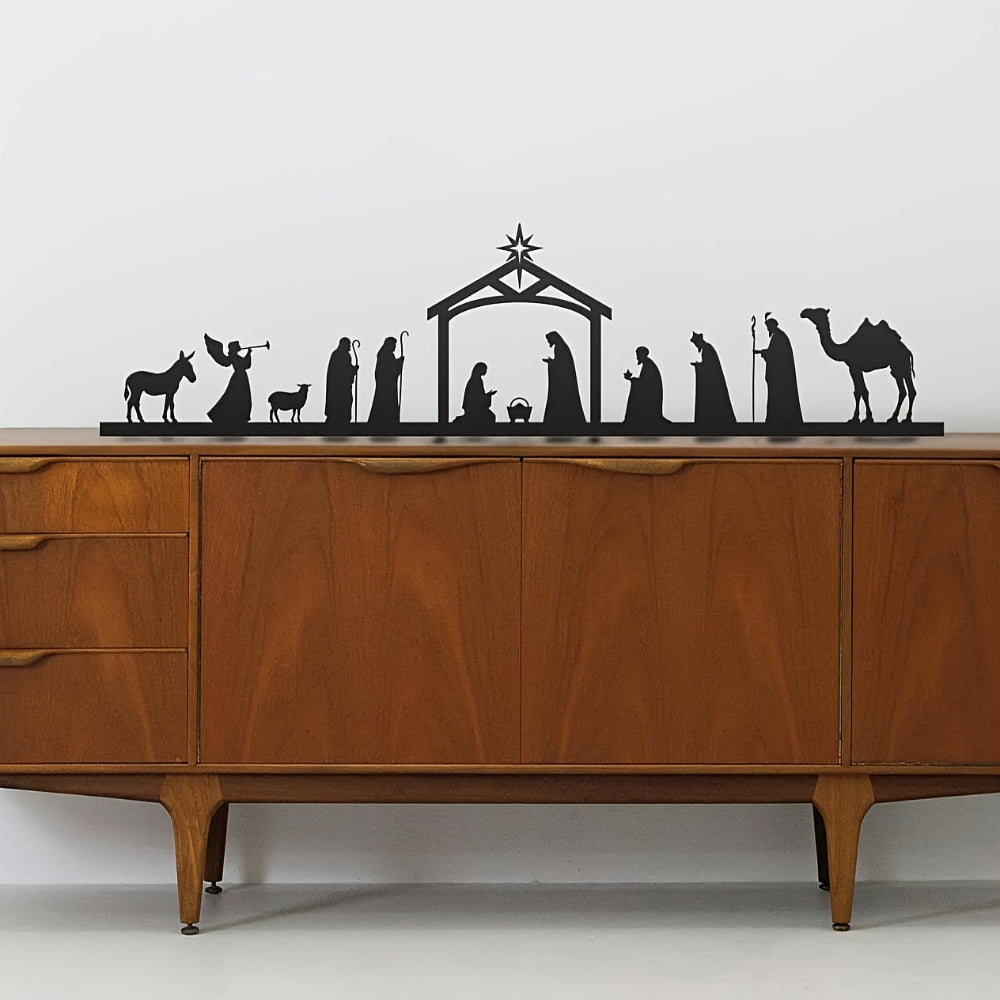 Nativity Scene Metal Wall Art Christmas Silhouette Decoration