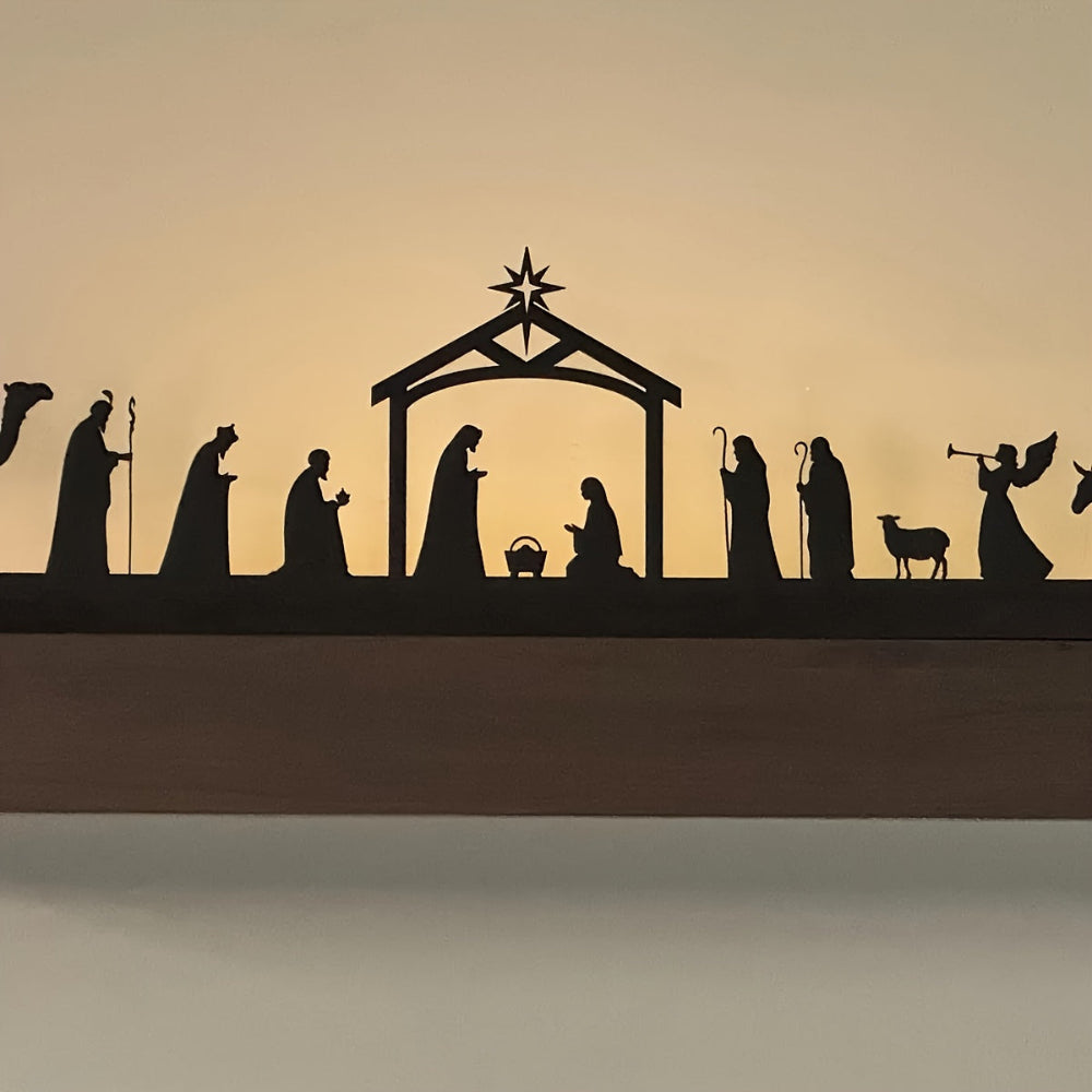 Nativity Scene Metal Wall Art Christmas Silhouette Decoration
