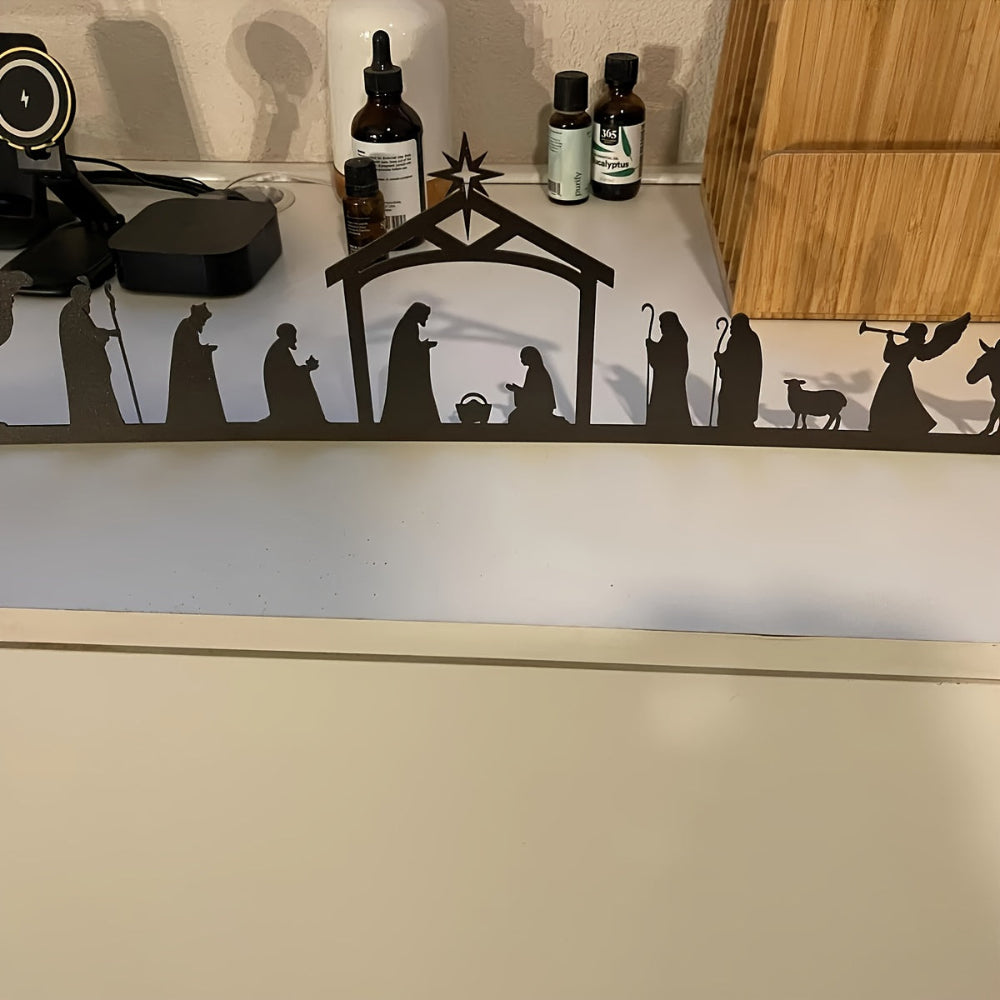 Nativity Scene Metal Wall Art Christmas Silhouette Decoration