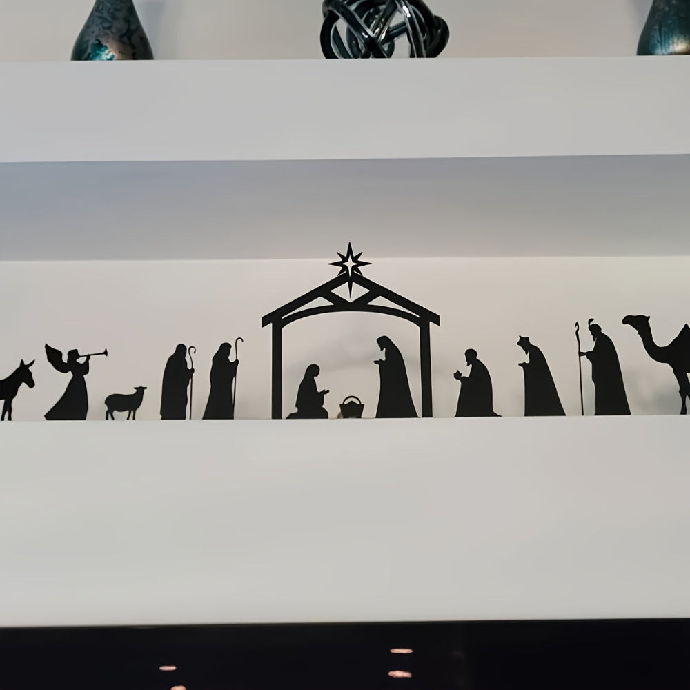 Nativity Scene Metal Wall Art Christmas Silhouette Decoration