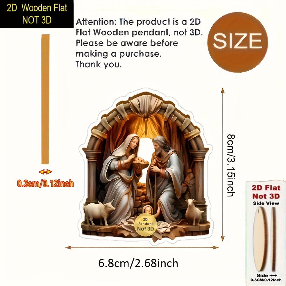 Nativity Scene Wooden Christmas Hanging Ornament Set