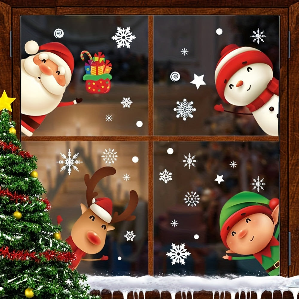 Outdoor Christmas Decorations Santa Snowflake Window Decals