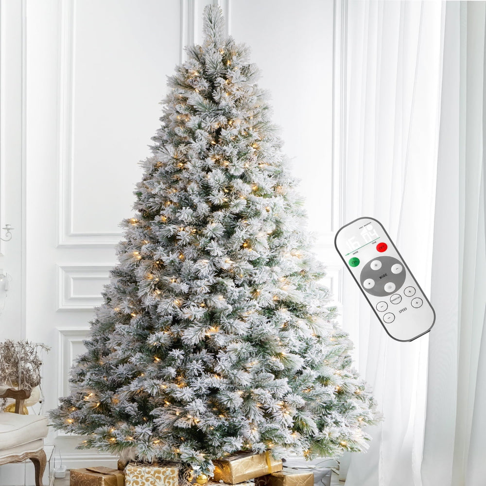 Prelit Christmas Tree Dual Color LED Snow Flocked Lights