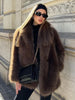 Ferryhill Brown Faux Fur Long Jacket - Luxurious Warmth & Style