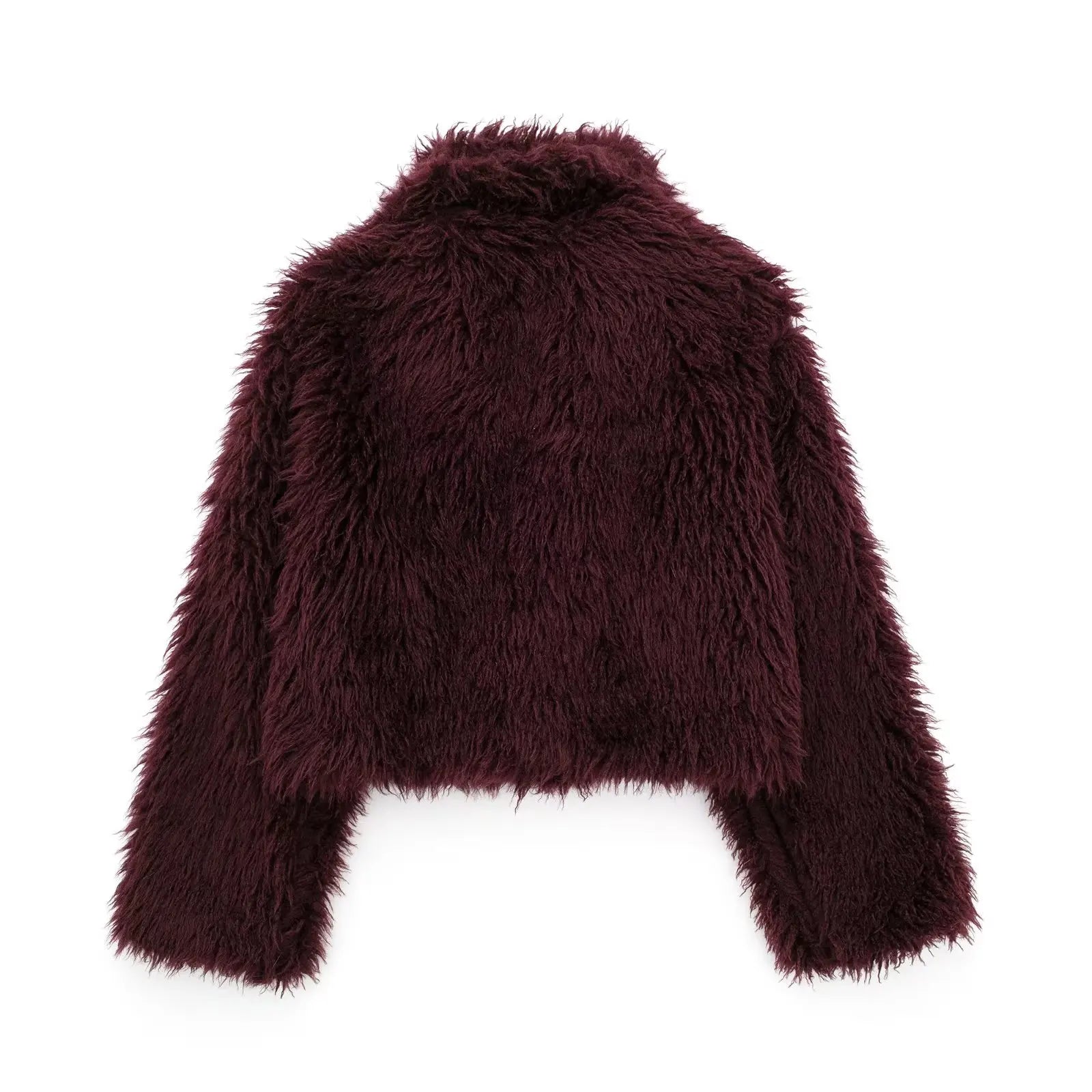 Faux Fur Coat Women - Luxurious Burgundy Winter Warmth & Style