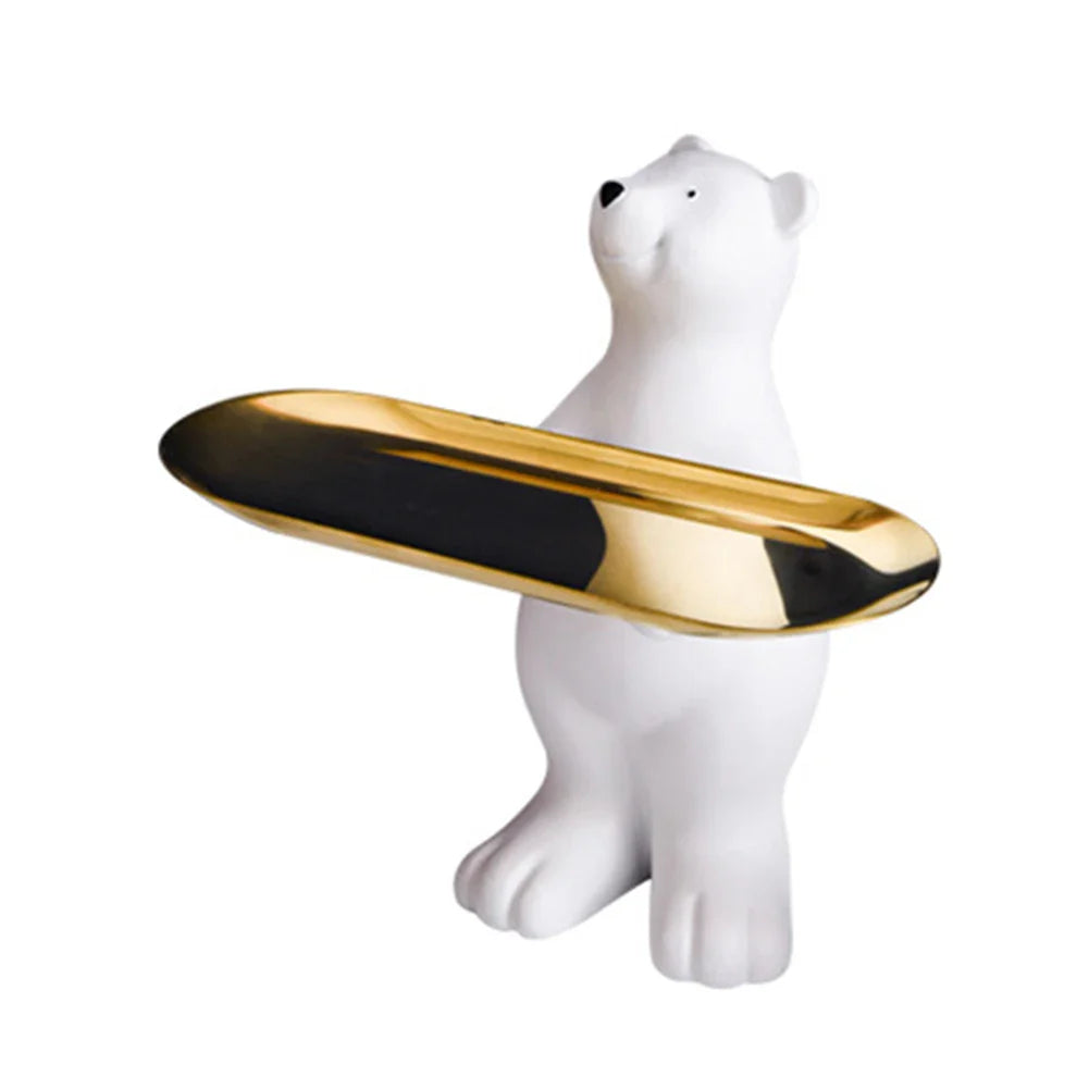 Polar Bear Figurine with Tray