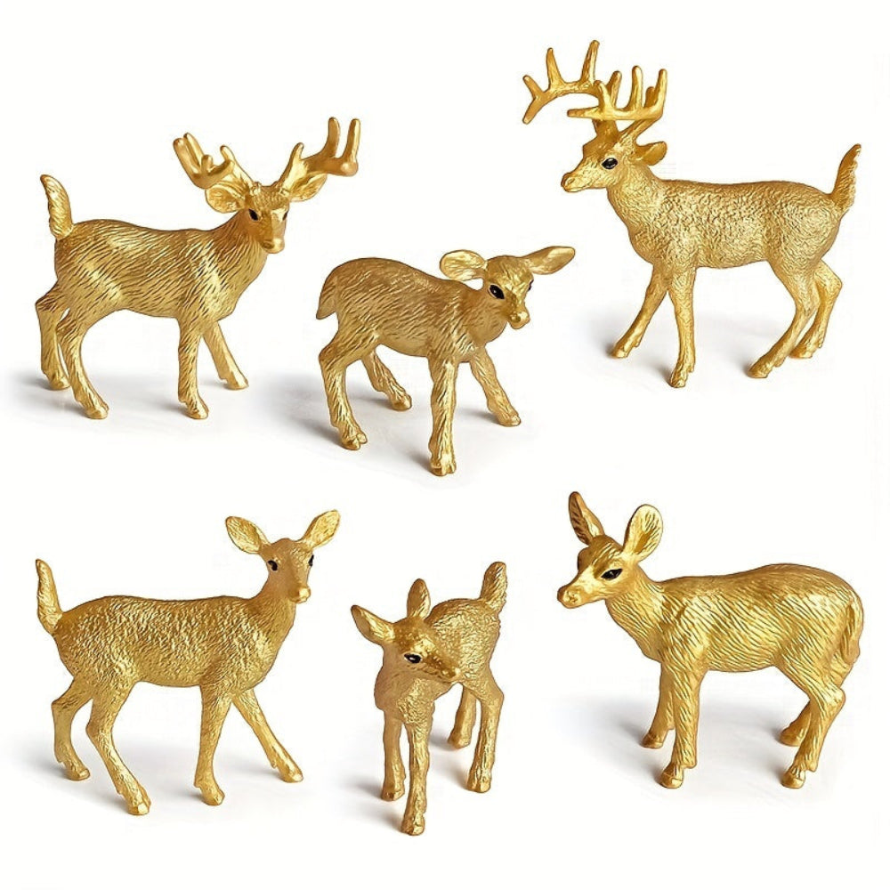 Santa’s Reindeer Christmas Figurine Set Woodland Holiday Display